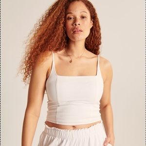 Abercrombie & Fitch Squareneck Linen-blend Top